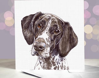 German Shorthaired Pointer Greeting Card - Liver and White / Blank Inside / For Groomers, Vets and Breed Lovers