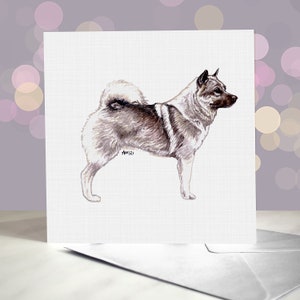 Carte de voeux de chien de chasse norvégien / Chien de traîneau de type Spitz / Intérieur vierge / Pour les toiletteurs, les vétérinaires et les amateurs de races
