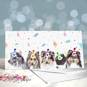 Sheltie Birthday Greeting Card / Five Different Shetland Sheepdogs With