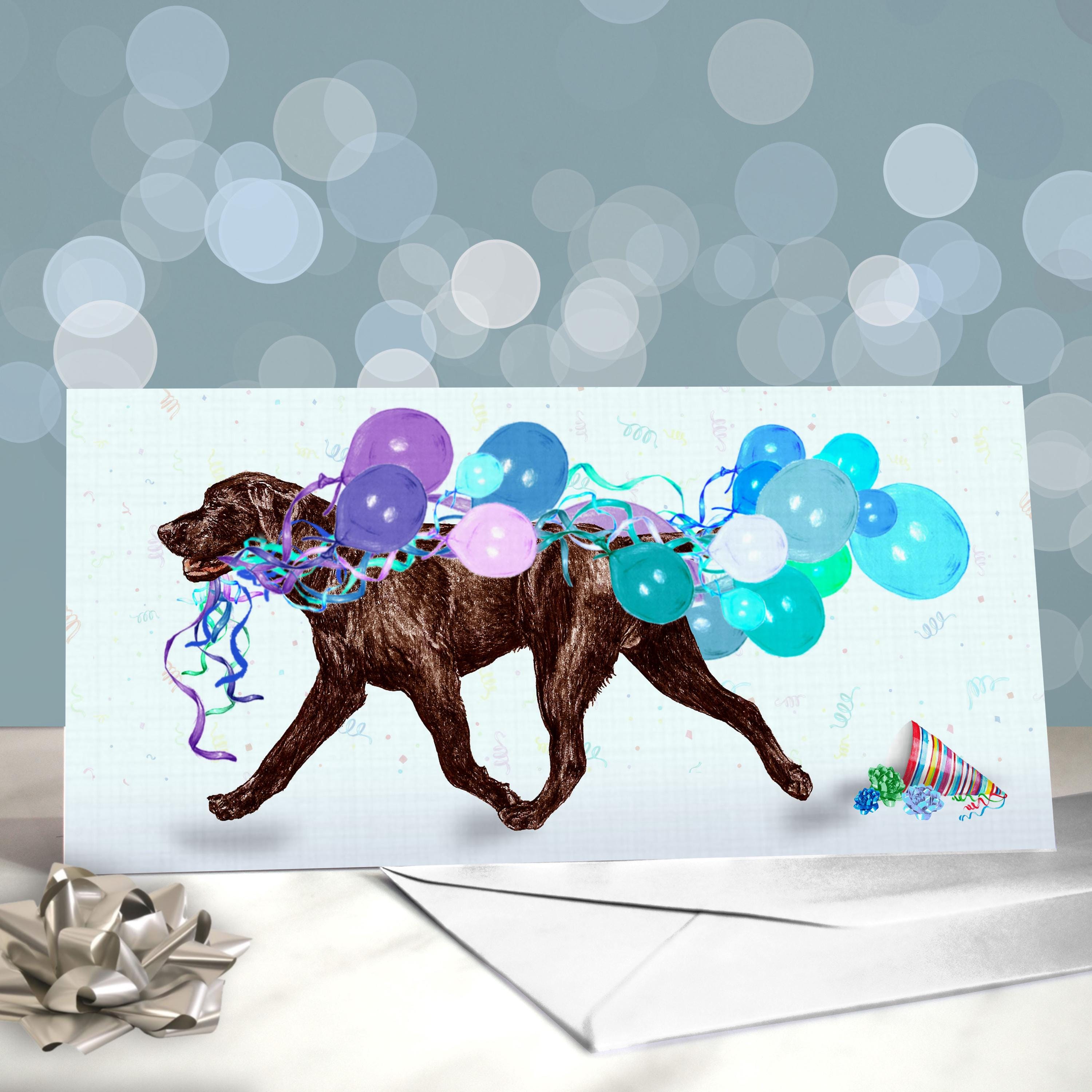 Schokoladen-Labrador Geburtstagskarte - Hochwertige Klappkarte Für Hundeliebhaber | Leer Innen | 12,7x17,8cm