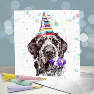 Deutsch Wirehaired Pointer Geburtstagskarten - innen leer / Karte vom Hund / Lieblingshunderasse Geschenk