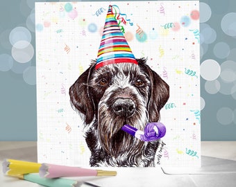 German Wirehaired Pointer Birthday Cards Blank Inside / Card - View #3
