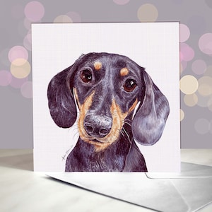 Dachshund Miniature Smooth Black and Tan Greeting Card / Blank Inside / Card from the Dog / For Groomers, Vets and Breed Lovers