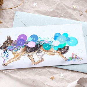 German Shepherd Greeting Card / Alsatian Birthday / Variety of GSD Birthday Cards / Blank Inside / Celebration Card from the Police Dog