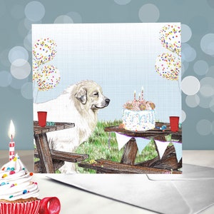 Pyrenäen Sennenhund Grußkarten zum Geburtstag / Arbeitshundeliebhaber / innen leer / Karte vom Hund