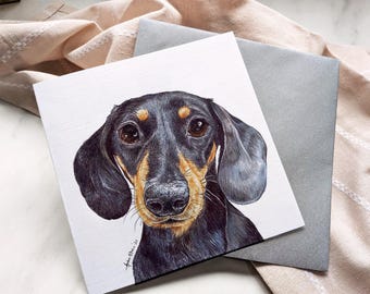 Dachshund (Smooth Haired) Greeting Card - Variety of Standard and Miniature Dachshund Cards / Blank Inside / Card from the Sausage Dog