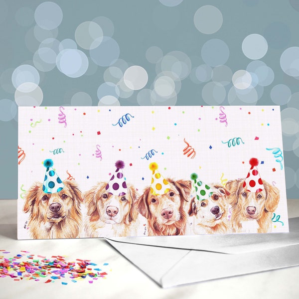 Nova Scotia Duck Tolling Retriever / Toller Birthday Greeting Card - Variety of Party Themed Designs - Gundog - Card from the Dog