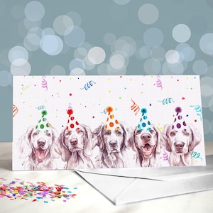 Cartes d'anniversaire de chien de Weimaraner à poil long / carte de voeux de chien de Weim / intérieur vierge / anniversaire de maman de chien / cadeau pour des amants de gundog