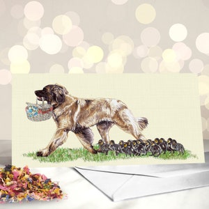 Tarjeta de Pascua de Leonberger - Tarjetas para el Día de la Madre con Perros - Regalo para los amantes de los perros Leo - Tarjeta gigante para mamá de perro - Hola primavera - Mamá peluda - Leanonberger