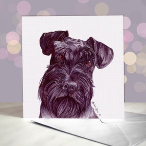 Miniature Schnauzer (Black) Greeting Card / Blank Inside / Card from the Dog / For Groomers, Vets and Breed Lovers