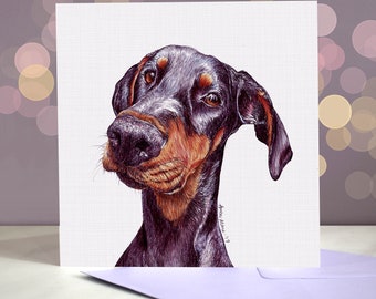 Doberman Dog Greeting Cards / Blank Notelet Card / Black and Tan Dobermann / Rust and Tan / Dobe Cards / For Groomers, Vets and Breed Lovers