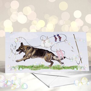 Tarjeta de pastor alemán - Variedad de tarjetas para el Día de la Madre - Tarjeta de Pascua para perros - Regalos para dueños de mascotas - Regalo para amantes de los perros - Tarjeta para mamá de perro - Hola primavera