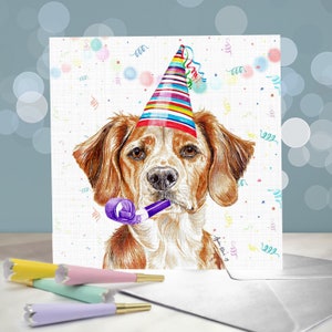 Biglietto d'auguri Brittany - Biglietto di auguri di compleanno per cani Epagneul Breton - Varietà di biglietti di auguri per cani Brittany Spaniel - Interno vuoto