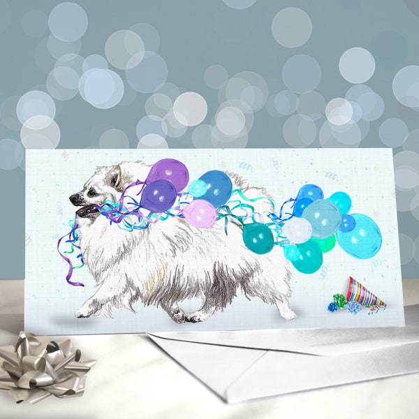 German Spitz Dog Birthday Cards / Blank Inside / Card from the Dog / Spitz Mittel / Spitz Klein / Fluffy Dog Gift / Dog Mom Birthday Card