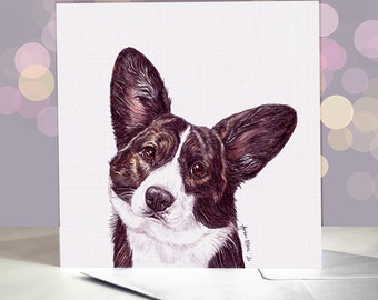 Welsh Cardigan Corgi - Brindle Greeting Card / Blank Inside / Card from the Dog / For Groomers, Vets and Breed Lovers