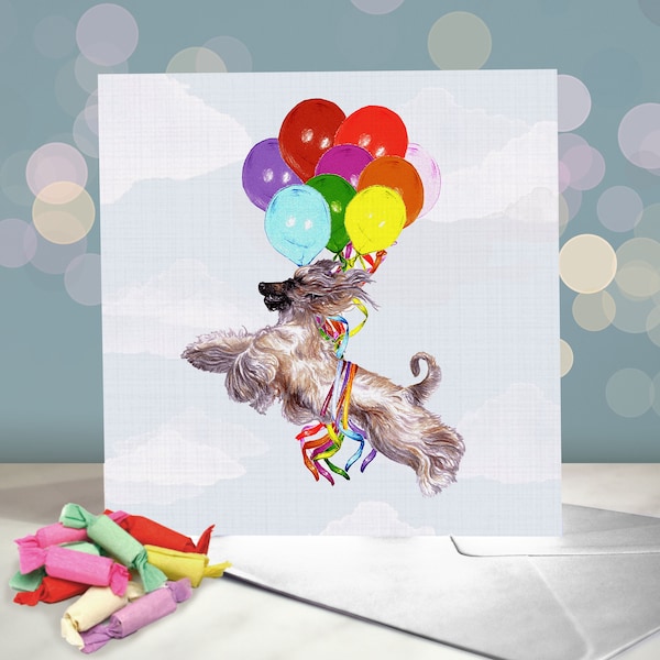 Afghan Hound Greeting Cards / Sighthound Birthday / Blank Inside / Celebration Card from the Dog