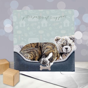 Boxer - Biglietto di auguri per il nuovo cucciolo - Congratulazioni per il tuo arrivo - Biglietto di auguri per il nuovo bambino - Annuncio di nascita - Pitter Patter of Brindle Paws