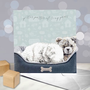 Bichon Frise Hundekarte - neue Welpen Karte - Herzlichen Glückwunsch zu Ihrem neuen Baby - Geburtsanzeige - Neuankömmling - Pitter Patter von Tiny Paws