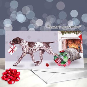 Deutsch Kurzhaariger Zeiger Hund Weihnachtskarten / GSP Grußkarte / Innenseite blanko / Deutscher Zeiger Weihnachten / Hund Weihnachtskarten Set
