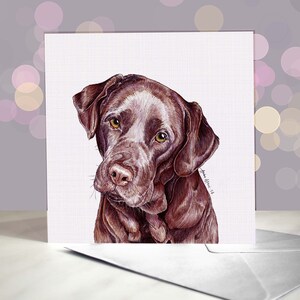 Chocolade/bruine labrador-wenskaart / blanco binnenkant / kaart van de hond / voor trimmers, dierenartsen en liefhebbers van rassen