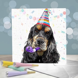 Carte de voeux de type Cocker / Anniversaire de chien de chasse / Intérieur vierge / Carte de célébration du chien