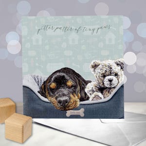 Rottweiler - Neue Welpen Karte - Herzlichen Glückwunsch zu Ihrer Ankunft - Neue Baby Karte - Geburtsankündigung - Entkerner Muster von Tiny Rottie Paws