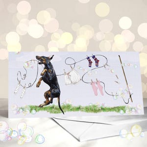 Tarjeta de felicitación de Doberman - Variedad de tarjetas para el Día de la Madre de Doberman - Tarjeta de Pascua para perros - Regalos para dueños de mascotas - Hola primavera - Tarjeta para mamá de perro Doberman