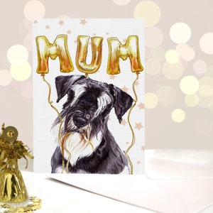 Tarjetas para el Día de la Madre con un perro Schnauzer miniatura - Tarjeta de Pascua para perros - Regalos para dueños de mascotas - Regalo para mamás de perros - Mamá peluda - Tarjeta de Hola primavera - Tarjeta para mamás de perros
