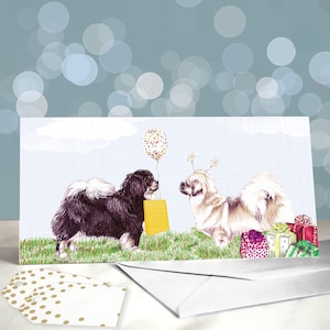 Verjaardagskaarten Tibetaanse spaniël / Tibby cadeau / Blanco binnenkant / Feestkaart van de hond