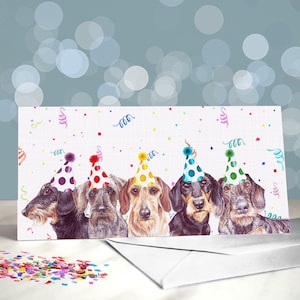 Tarjetas de felicitación de Dachshund de pelo duro / Cumpleaños de Dachshund / Interior en blanco / Tarjeta de celebración del perro