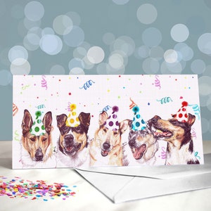 Biglietti d'auguri per il compleanno di un cane da pastore a pelo liscio / Varietà di design a tema festa / Interno vuoto / Biglietto del cane / Per toelettatori, veterinari e allevatori