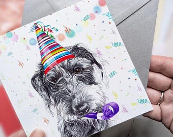 Lurcher Greeting Card - Racing Dog / Sighthound / Bedlington Whippet / Greyhound Cross Birthday Card / Blank Inside / Card from the Dog