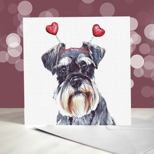Tarjeta de Schnauzer miniatura - Variedad de tarjetas de aniversario - Tarjeta de "Te amo" para amantes de los perros - Divertido San Valentín de parte del perro - Regalo de peluquero canino