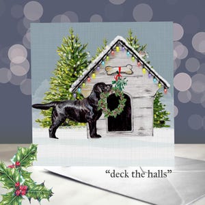 Kerstkaarten labrador retriever - Black Lab Seizoensgroeten / Blanco binnenkant / Kaart van de hond / Set kerstkaarten hond