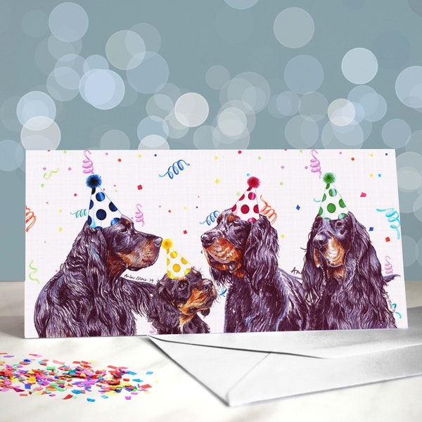 Gordon Setter Birthday Greeting Card / Variety of Party Themed Designs / Blank Inside / Card from the Dog / For Groomers, Vets and Breeders