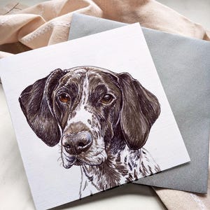 ジャーマン・ショートヘアード・ポインターのグリーティングカード - レバー＆ホワイト / 内側は空白 / トリマー、獣医、犬愛好家向け