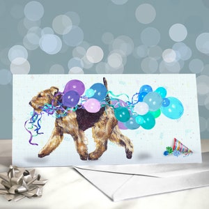 Welsh Terrier Birthday Greetings Card / Daeargi Cymreig / Black and Tan Terrier Card / Airedale / Blank Inside / Card from the Dog