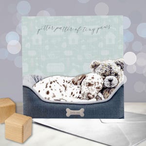 Dalmatiner - New Dally Welpen Karte - Herzlichen Glückwunsch zu Ihrer Ankunft - Neue Baby Karte - Geburtsankündigung - Pitter Ratter - Pickel Hund