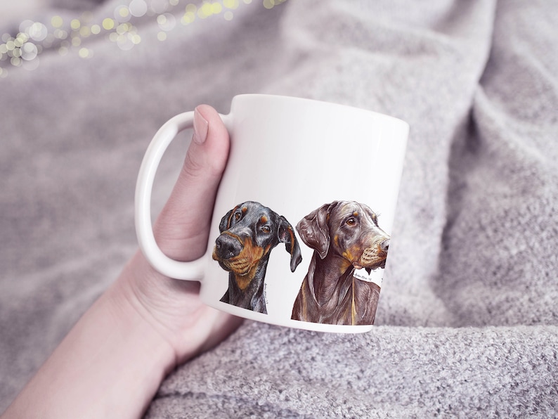 Dobe Stop Me Now Wrap Around Coffee Mug - Five Different Doberman Pinscher Dogs / For Groomers, Vets and Breed Lovers 