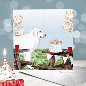 Biglietto di auguri per il compleanno del cane Maremmano Abruzzese / Biglietto di auguri per il pastore Maremmano Abruzzese / Interno vuoto / Biglietto del cane / Cane da pastore italiano / Biglietto per la mamma del cane