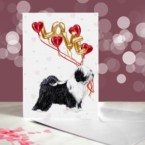 Tarjeta de terrier tibetano: variedad de tarjetas de aniversario y de San Valentín: tarjeta de "te amo" para amantes de los perros TT: divertido San Valentín de parte del perro