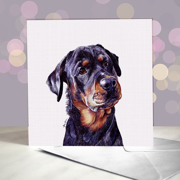 Black and Tan Rottweiler / Rottwieler / Rottie / Greeting Card / Blank Inside / Card from the Dog / For Groomers, Vets and Breed Lovers