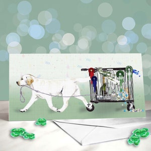 Carte porte-bonheur labrador - qualifiée pour la décoration de banc Crufts - carte de félicitations pour exposition canine - jaune, chocolat, noir de laboratoire - merci