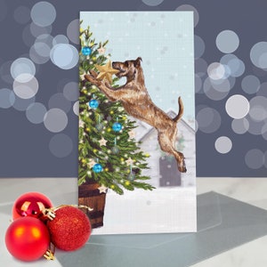 Irish Terrier Christmas Card / Festive Terriers Greeting Card / Ginger Beards / Blank Inside / Seasons Greetings Card from the Dog