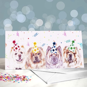 Biglietti di auguri per Chow Chow / Varietà di design a tema festa / Interno vuoto / Biglietto del cane / Per toelettatori, veterinari e amanti della razza