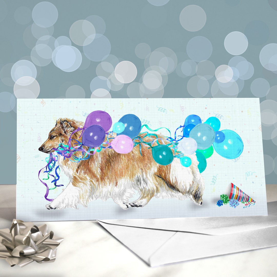 Sheltie Birthday Greeting Card / Five Different Shetland Sheepdogs With