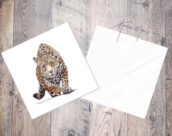 Jaguar / Spotted Cat / Big Cat / Leopard Greeting Card / Blank Inside