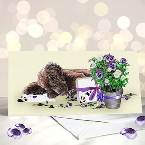 Tarjeta de Cocker Spaniel en acción - Variedad de tarjetas para el Día de la Madre con perros - Tarjeta de Pascua con perro Spaniel - Regalo para amantes de los perros Spaniel - Regalos para dueños de mascotas