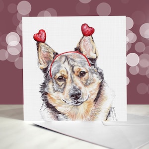 Tarjeta de felicitación de Vallhund sueco - Variedad de tarjetas de aniversario y de San Valentín - Tarjeta de "Te amo" para los enamorados - Divertido San Valentín del perro