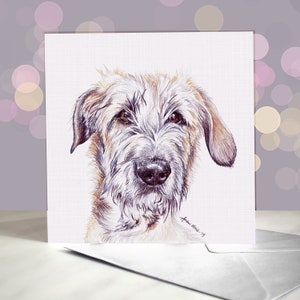 Irischer Wolfshund / Hairy Lurcher / Windhund Grußkarte / Innen leer / Karte vom Hund / Für Groomers, Tierärzte und Rasseliebhaber